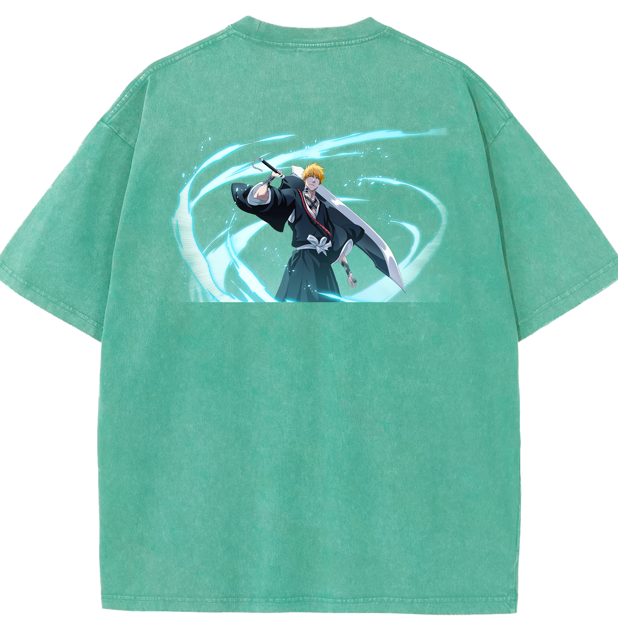 （画像用） ブリーチ 黒崎一護（くろさき いちご）BLEACH Kurosaki Ichigo 綿100% ヴィンテージ風 半袖Tシャツ（背面プリント）